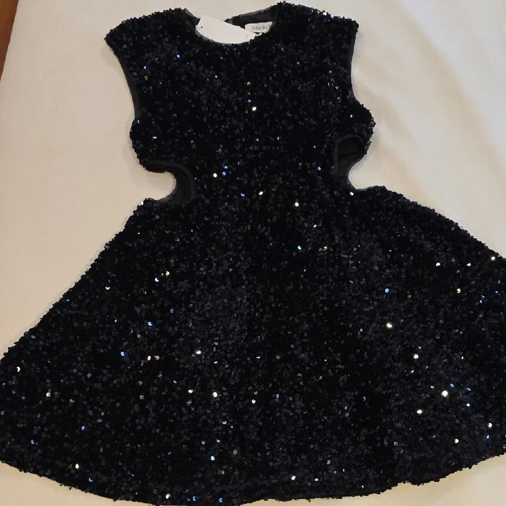 Black Sequin Cutout Mini Dress - Picture 4 of 14